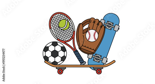 Sports equipment on a skateboard.