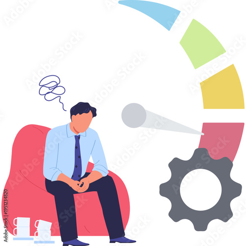 Digital Overload Causing Stress in Modern Life with Technology Addiction and Mental Health Concept Illustration