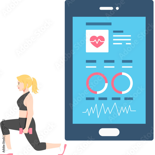Smart Fitness Platform for Personalized Training with Mobile App and Health Tracking Illustration