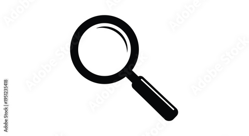 A simple black and white illustration depicts a magnifying glass suggesting investigation search or detailed examination high quality professional