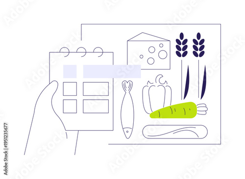 Flexitarian meal plan isolated cartoon vector illustrations.