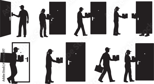 Silhouette of a man moving into a new office