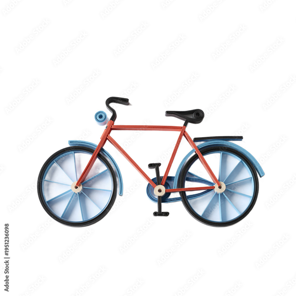 Obraz premium Colorful quilling paper art of a bicycle with a 3D effect on a white background