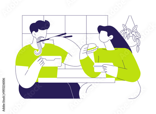 Lunch time isolated cartoon vector illustrations.