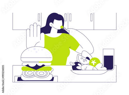 Say no to junk food isolated cartoon vector illustrations.