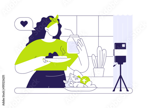 Healthy cooking blog isolated cartoon vector illustrations.