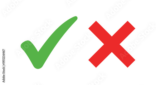 A vibrant illustration depicts a green checkmark positioned beside a bold red x representing approval and disapproval high quality