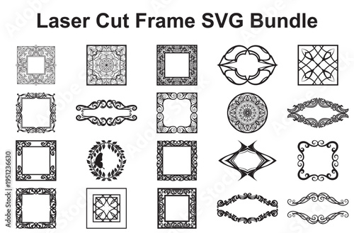 Collection of intricate laser cut frame designs for decorative and crafting purposes