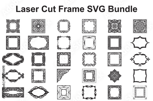 Collection of decorative laser cut frame designs for customization and crafting projects