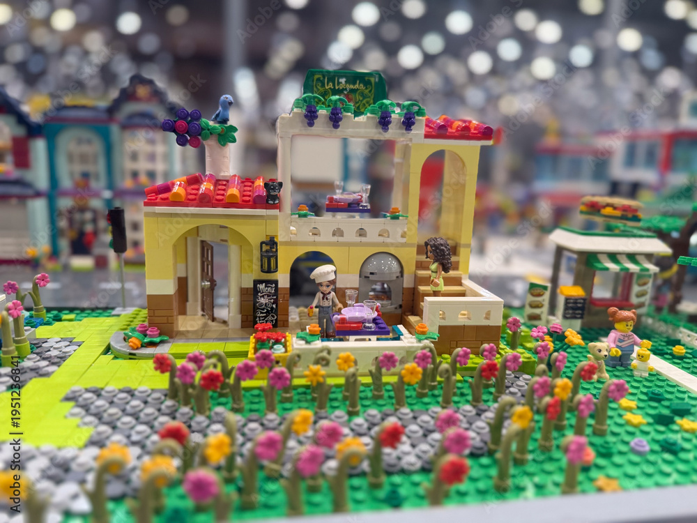 Fototapeta premium Lego cafe with flower garden