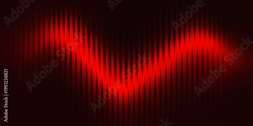 A bright digital wallpaper featuring a glowing red abstract background with a motion wave design of colorful lines, creating a vibrant energy pattern for a music equalizer backdrop