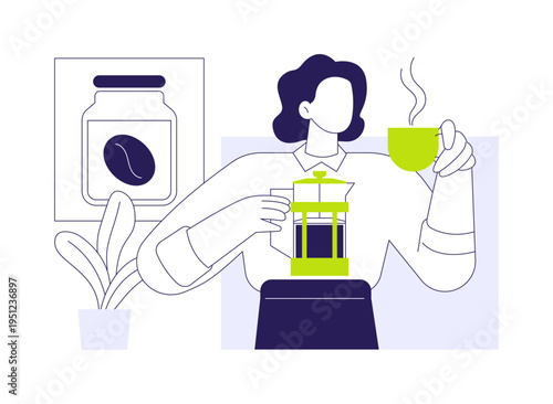 French press isolated cartoon vector illustrations.