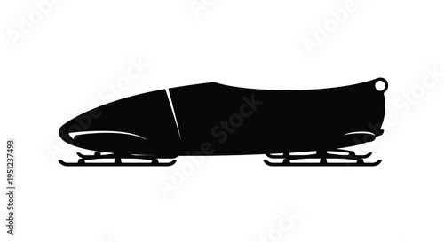 A stark black silhouette depicts a vintage toboggan resting on a snowy surface evoking winter recreation high quality professional