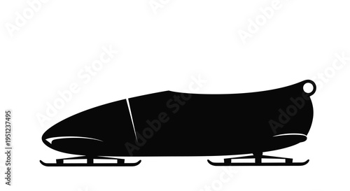 A stark black silhouette depicts a bobsleigh streamlined and poised for speed on the ice track high quality professional