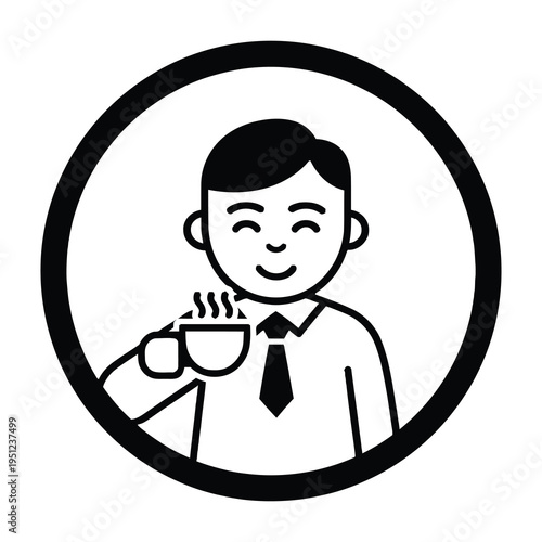 Professional enjoying warm beverage during office break brings relaxation