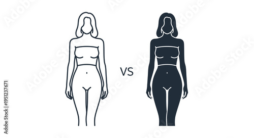 A striking visual comparison showcases two female figures one outlined and one solid confronting body image perceptions high quality