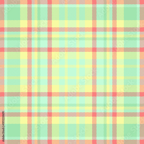 Continuity check fabric seamless, mid textile vector plaid. Net pattern background tartan texture in light and lime colors.