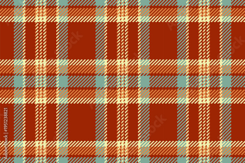 Softness textile background plaid, advertising texture fabric check. Ethnicity seamless tartan vector pattern in red and pastel colors.