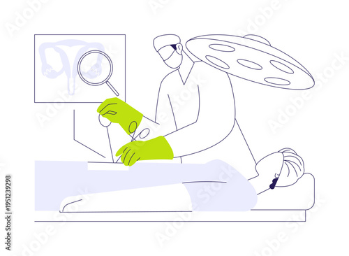 Female pelvic laparoscopy abstract concept vector illustration.