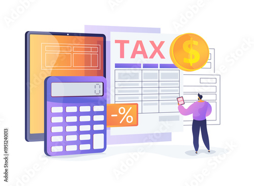 Tax Deduction Calculator abstract concept vector illustration.
