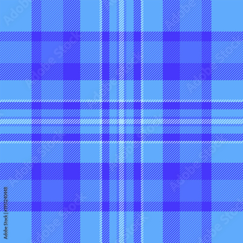 30s plaid background fabric, grunge vector check texture. Knot seamless pattern textile tartan in blue and indigo colors.