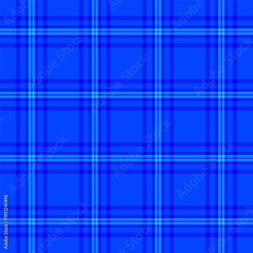 Thin check tartan textile, skill plaid pattern background. Soft fabric texture seamless vector in bright and indigo colors.