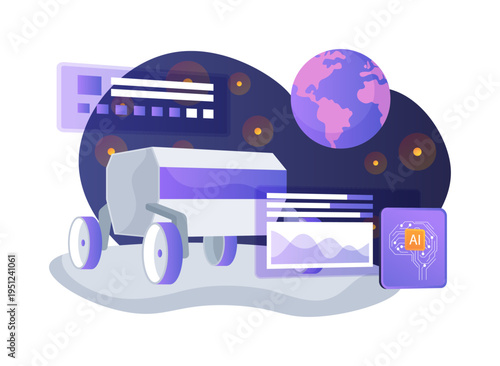 Lunar Rover Explorer abstract concept vector illustration.