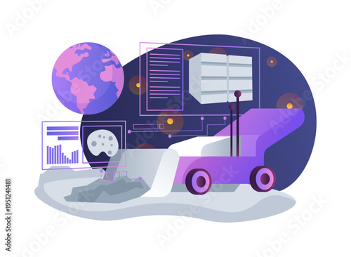 Regolith Processing Robot abstract concept vector illustration.
