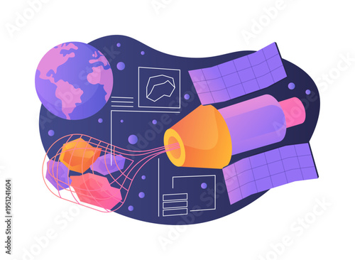 Orbital Debris Removal Satellite abstract concept vector illustration.