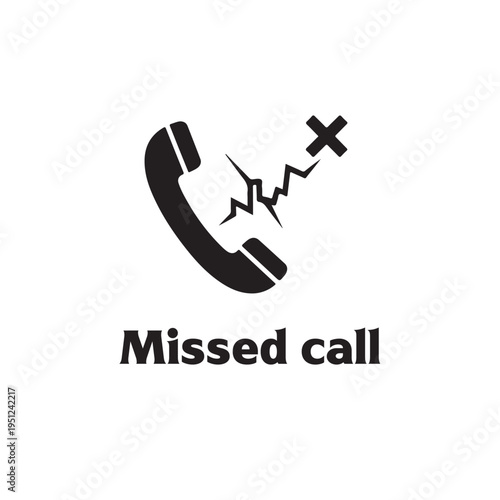 Missed call icon warning signal for unanswered phone call