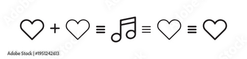 Mathematical equation illustrating musical note symbolizes love emotion and heart relationship visually