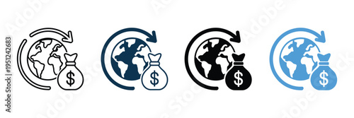 Global Economy icon, multiple style variations