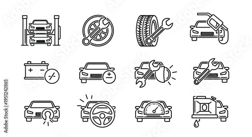 Common automotive maintenance and repair icons Vector