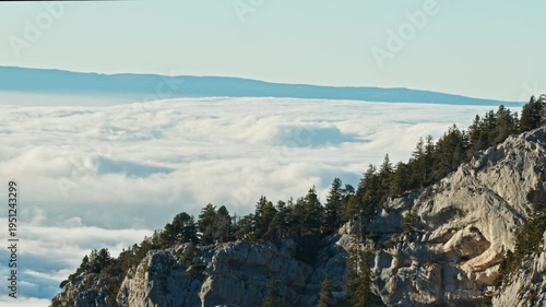 timelapse of a sea of clouds in the mountains