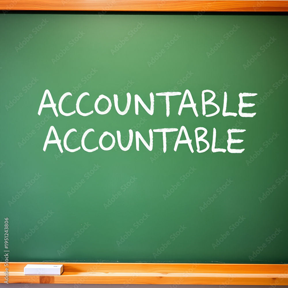 Fototapeta premium ACCOUNTABLE text written on green school board.
