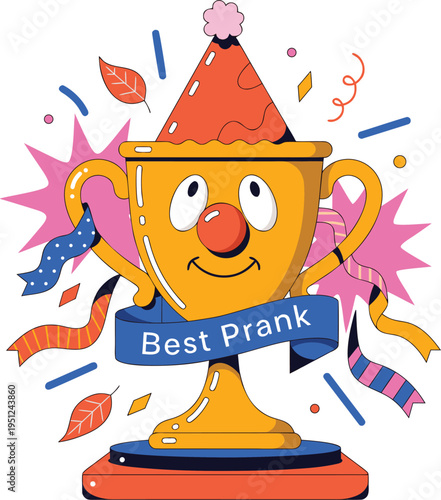 funny prank trophy award winner vector illustration