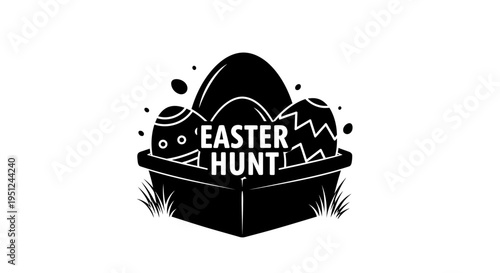 Easter Easter hunt vector illustration with eggs in basket isolated on White Background vector