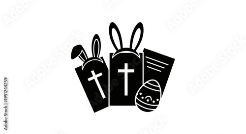 Easter Set of 3 Easter and Lent icons vector isolated on White Background vector