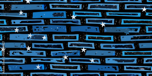 Abstract blue and black pattern with scattered white stars