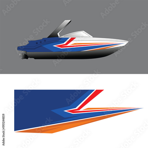 boat body wrapping sticker decal vector design

