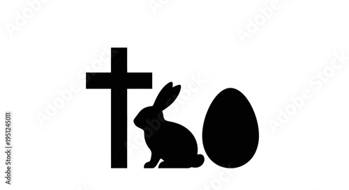 Easter icon set of 3 black vector silhouettes