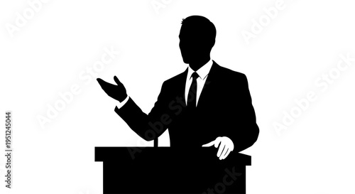 Businessman Speaking from a Podium.