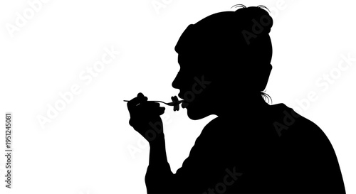 Silhouette of a woman smoking cigarette.