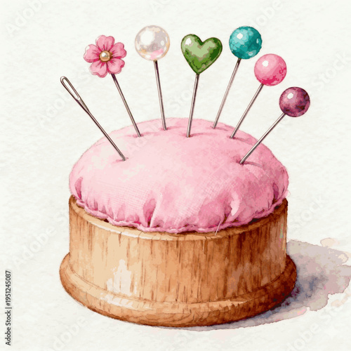  Needle Holder Sewing Pincushion isolated watercolor vector illustration svg