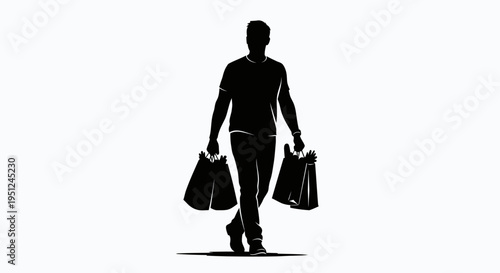 Man walking with shopping bags.