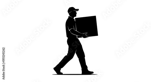Man carrying large flat box package.