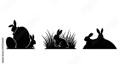 Set of 3 rabbit silhouettes vector