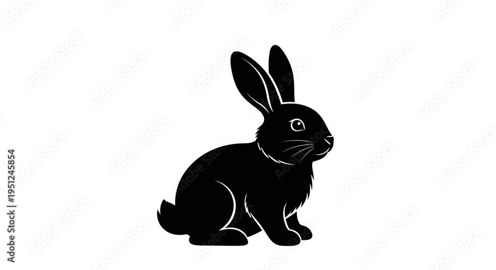 Obraz premium Vector black rabbit icon