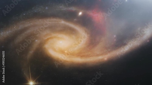 A mesmerizing journey through a rotating spiral galaxy in deep space.