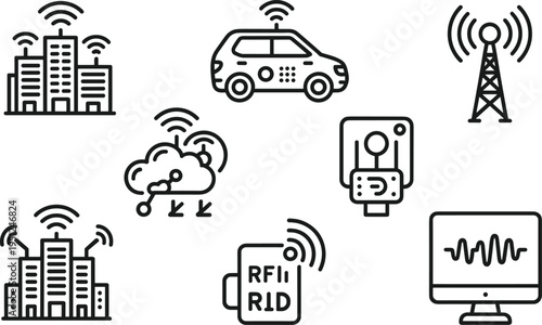 Set of  wireless technology icons vector
